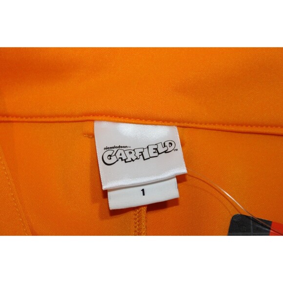 Hot Topic Nickelodeon Garfield Cat Face Orange Overall Shorts Suspenders Costume - Picture 12 of 16